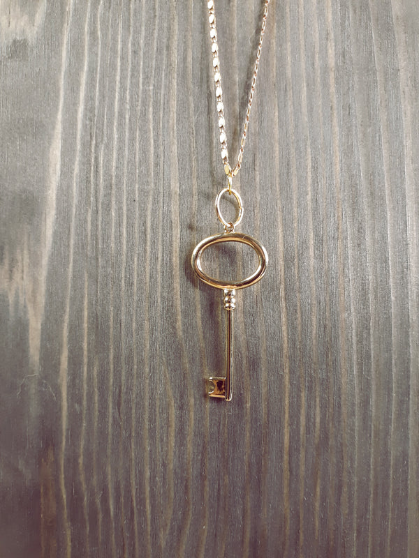 Golden Key Necklace on Gold Chain