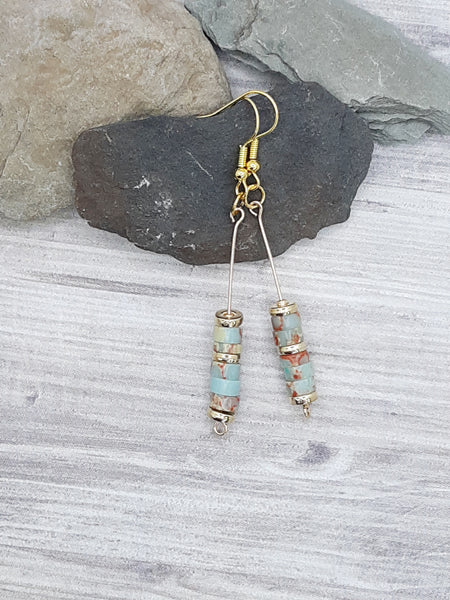 Blue & Red Jasper with Gold Earrings