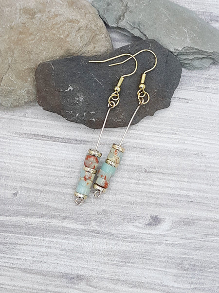 Blue & Red Jasper with Gold Earrings
