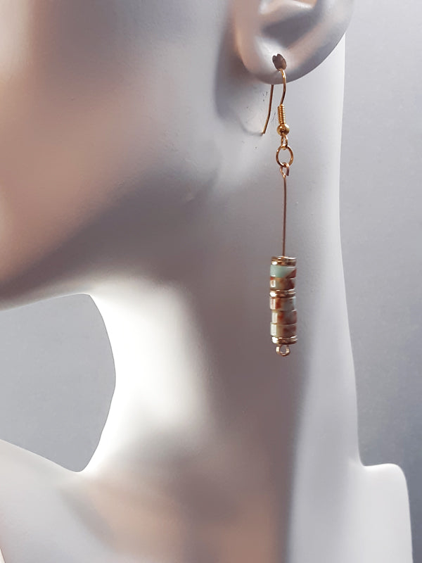 Blue & Red Jasper with Gold Earrings