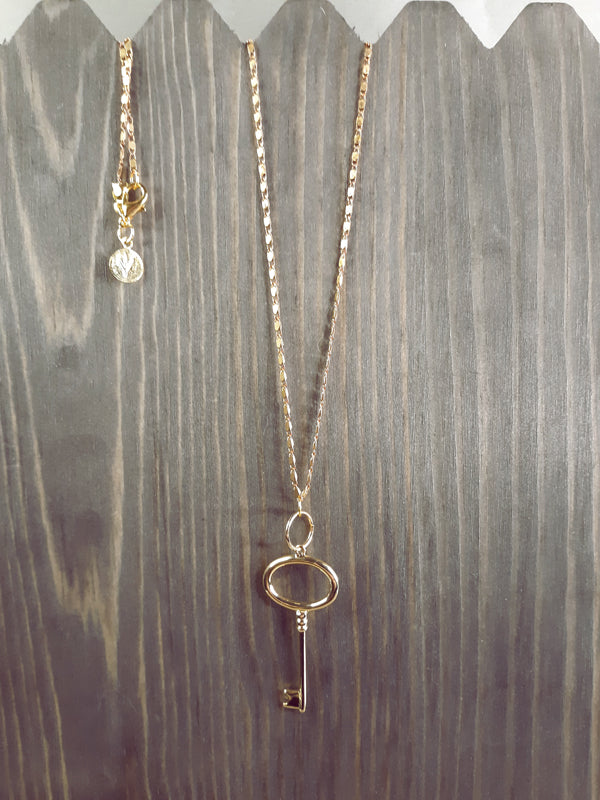 Golden Key Necklace on Gold Chain