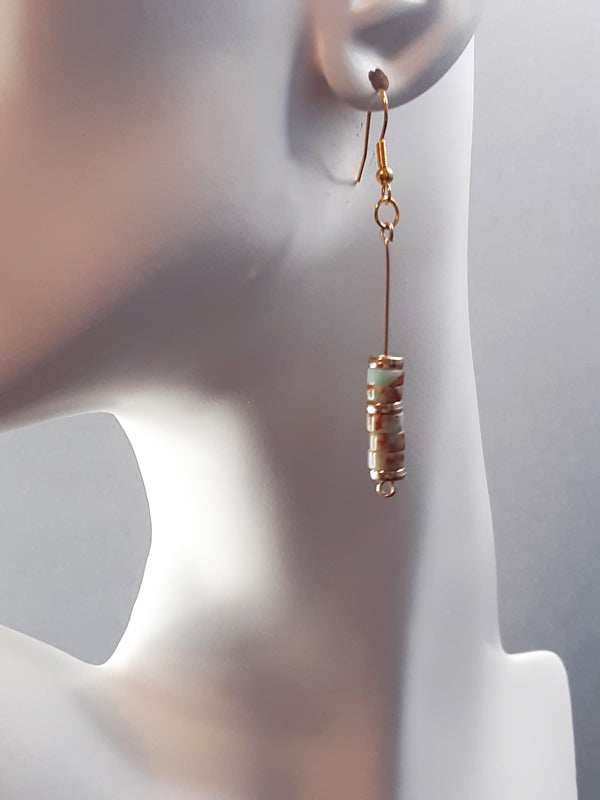 Blue & Red Jasper with Gold Earrings