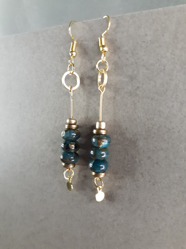 Deep Sea - Deep green Impression Jasper beaded drop earrings.