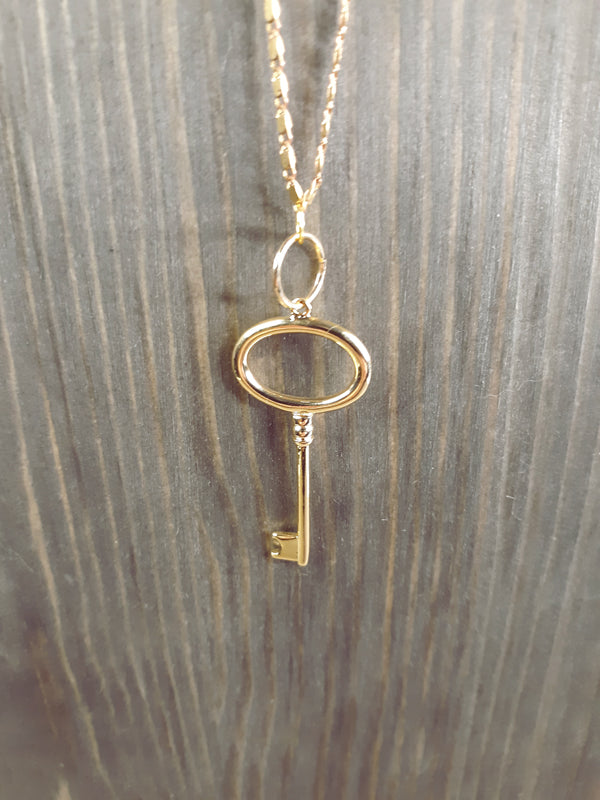 Golden Key Necklace on Gold Chain