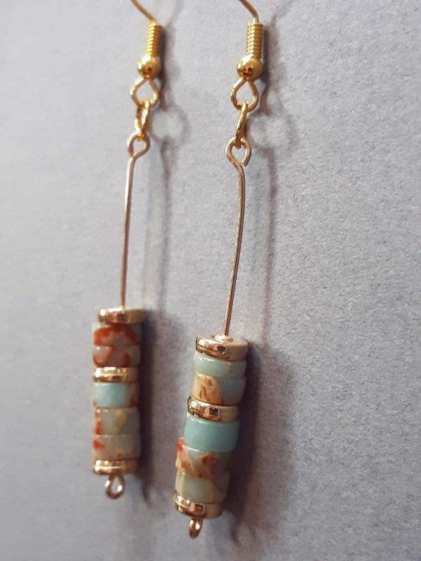 Blue & Red Jasper with Gold Earrings