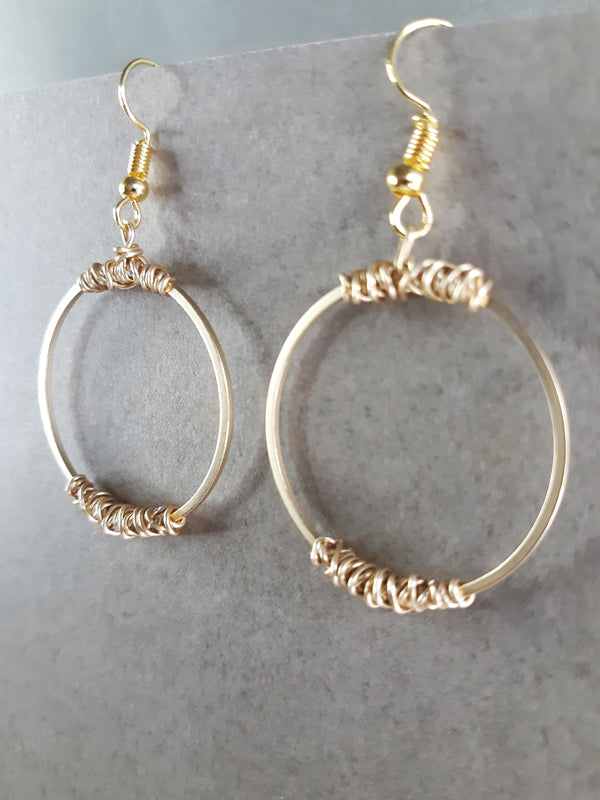 Gold Wire Loops - Brushed gold loops with wire trim.