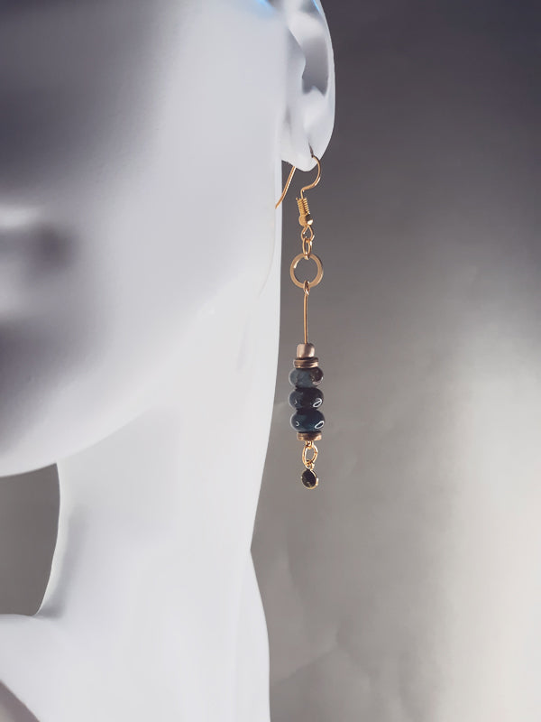 Deep Sea - Deep green Impression Jasper beaded drop earrings.