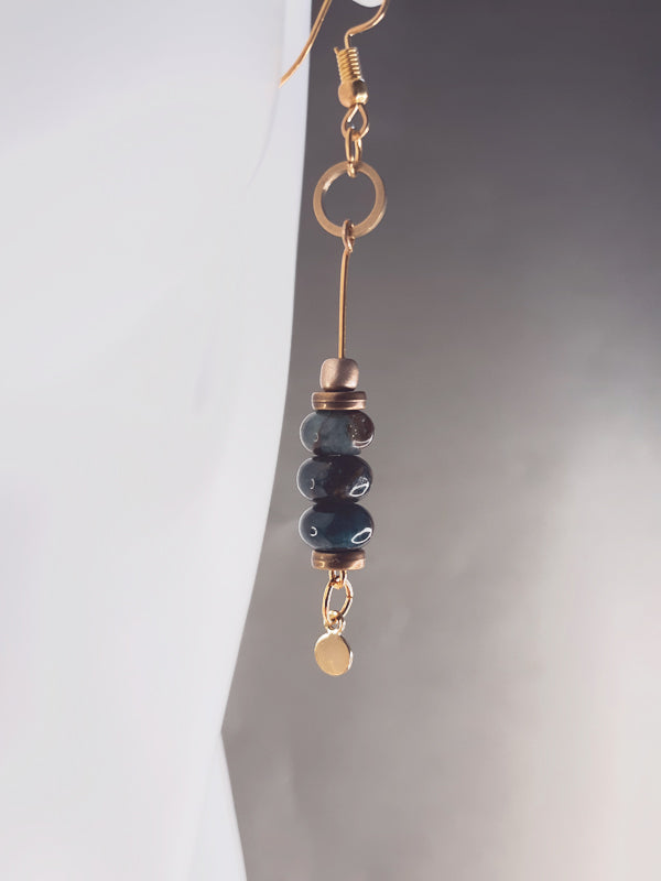 Deep Sea - Deep green Impression Jasper beaded drop earrings.