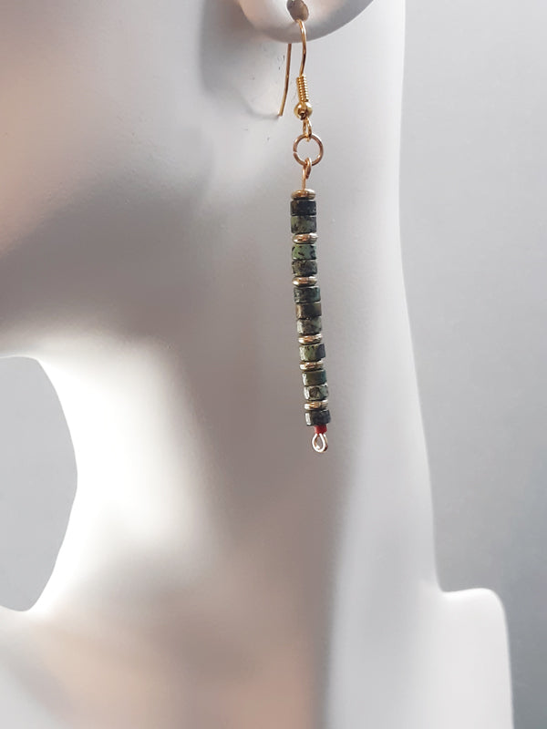 Green Jade & Gold Earrings