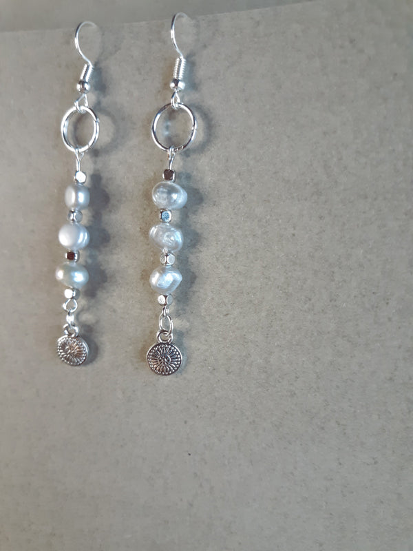 Grey Pearls - Soft grey pearl drop earrings