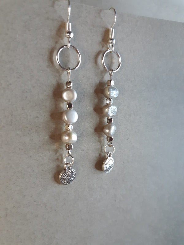 Grey Pearls - Soft grey pearl drop earrings