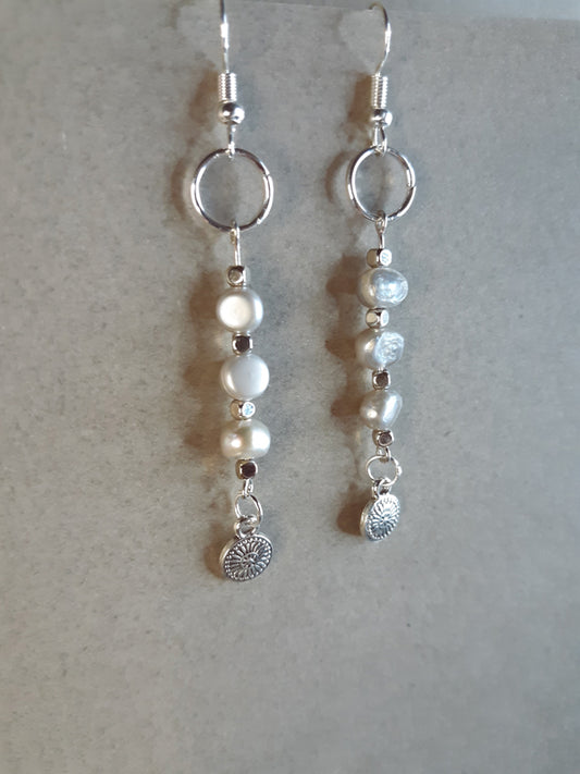 Grey Pearls - Soft grey pearl drop earrings