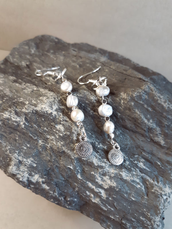 Grey Pearls - Soft grey pearl drop earrings