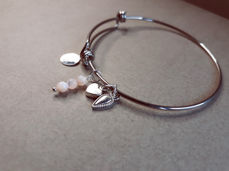 Silver Hearts and Pink Beads