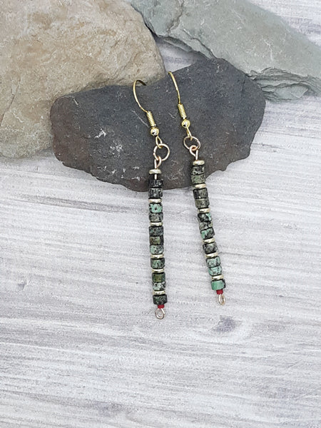 Green Jade & Gold Earrings