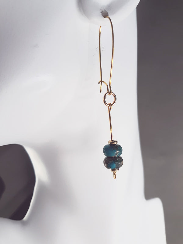 Teal Jasper - Teal Jasper beaded drop earrings.